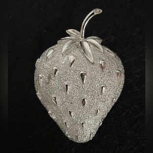 Vintage Sarah Coventry Strawberry Brooch Silver
Tone Metal Designer Jewelry